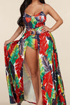 TROPICAL PRINT SKIRT AND BODY SUIT SET - PRIVILEGE 