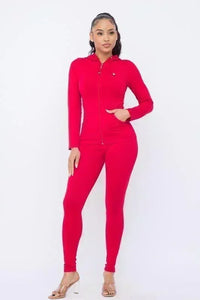Seamless Zip Up Hoodie Jacket And Leggings Set - PRIVILEGE 