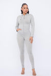 Seamless Zip Up Hoodie Jacket And Leggings Set - PRIVILEGE 