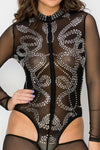 RHINESTONE SHEER MESH JUMPSUIT - PRIVILEGE 