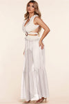 White Cut-Out Halter Dress with Fishnet Detail - PRIVILEGE 