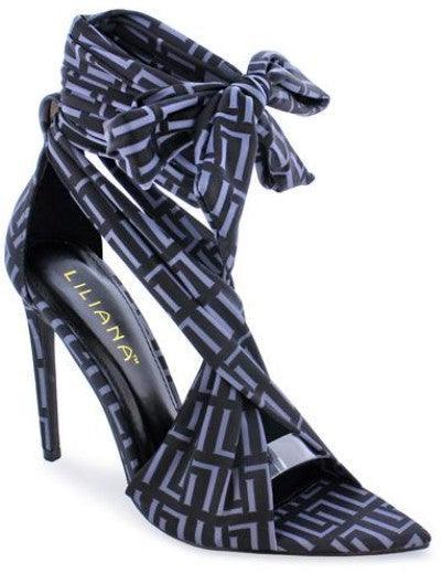 LACE UP MONOGRAM HEELS - PRIVILEGE 