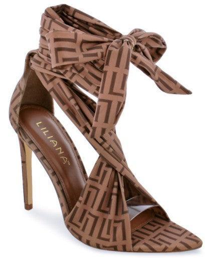 LACE UP MONOGRAM HEELS - PRIVILEGE 