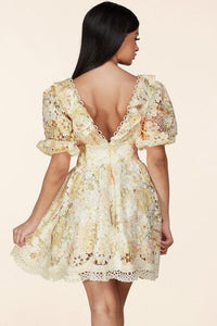 FLORAL CROCHETED LACE MINI DRESS - PRIVILEGE 