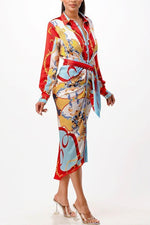 VERCASE PRINT MIDI DRESS SATIN - PRIVILEGE 