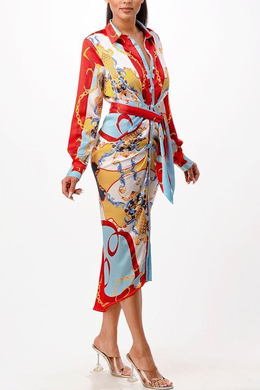 VERCASE PRINT MIDI DRESS SATIN - PRIVILEGE 