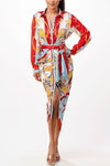 VERCASE PRINT MIDI DRESS SATIN - PRIVILEGE 
