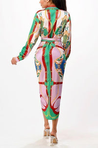 VERCASE PRINT MIDI DRESS SATIN - PRIVILEGE 