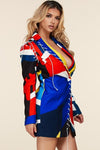 MUILIT COLOR ABSTRACT BLAZER MINI DRESS - PRIVILEGE 