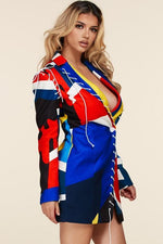 MUILIT COLOR ABSTRACT BLAZER MINI DRESS - PRIVILEGE 