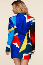 MUILIT COLOR ABSTRACT BLAZER MINI DRESS - PRIVILEGE 