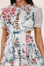 ART PRINT MINI DRESS WITH OPEN BACK - PRIVILEGE 