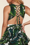 Tropical Leaf Print Monokini-Inspired Maxi Dress - PRIVILEGE 