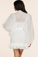 MINI WHITE DRESS WITH BALLON SLEEVES - PRIVILEGE 