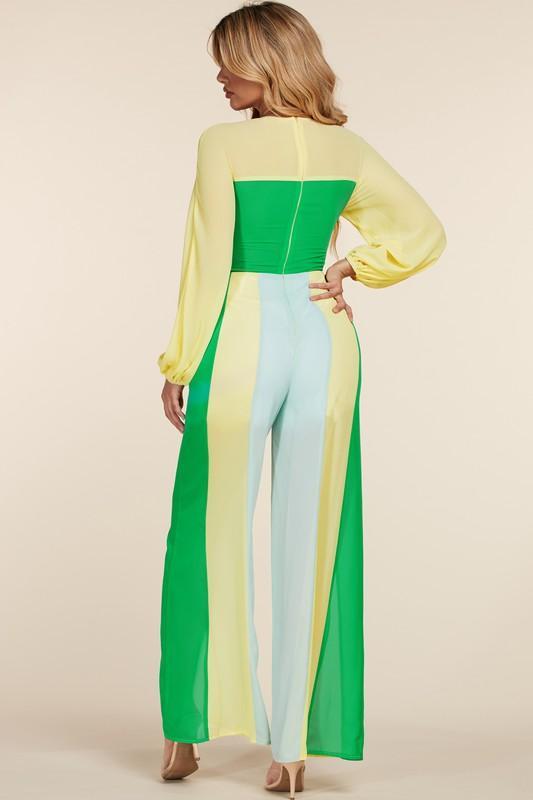 U-RING KEYHOLE MUILIT COLOR JUMPSUIT - PRIVILEGE 