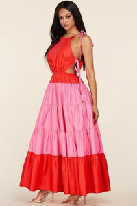 CANDY PINK RED MAXI DRESS - PRIVILEGE 