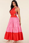 CANDY PINK RED MAXI DRESS - PRIVILEGE 