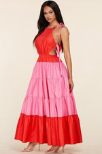 CANDY PINK RED MAXI DRESS - PRIVILEGE 