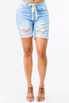 HIGH WAIST BAND WAIST BOYFRIEND SHORTS - PRIVILEGE 