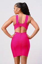 HOTPINK ADDICTED SEXY BANDAGE MINI DRESS - PRIVILEGE 