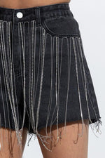 RHINESTONE DENIM SHORTS - PRIVILEGE 