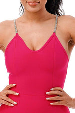 BANDAGE DRESS WITH RHINESTONE DETAIL - PRIVILEGE 
