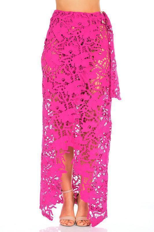 HIGH WAIST CROCHET WRAP OVER SKIRT - PRIVILEGE 