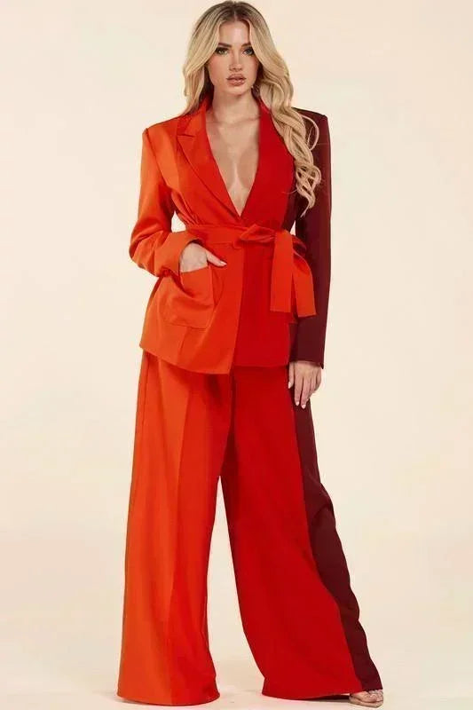 MUILI COLOR BLAZER AND PANT SET - PRIVILEGE 