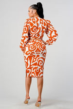 PRINTED 2 PCS SKIRT WITH WRAP CROP TOP - PRIVILEGE 