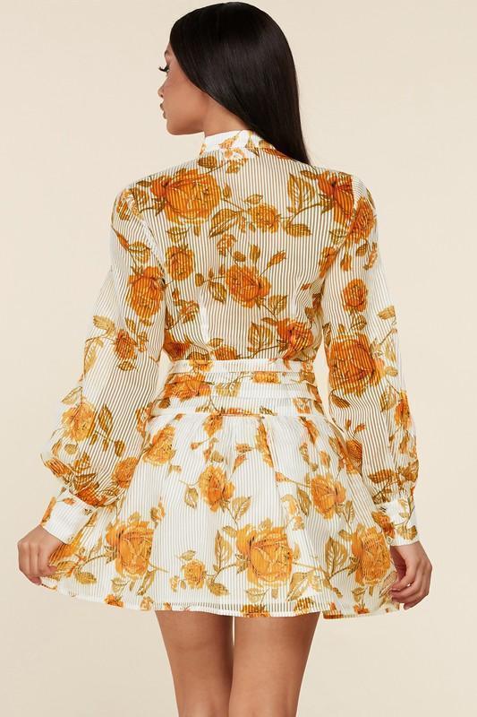 Long Sleeve Mini Dress with white and mesh stripe - PRIVILEGE 