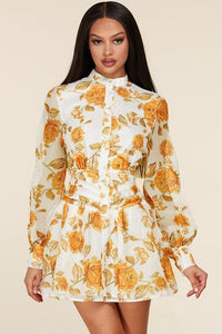 Long Sleeve Mini Dress with white and mesh stripe - PRIVILEGE 