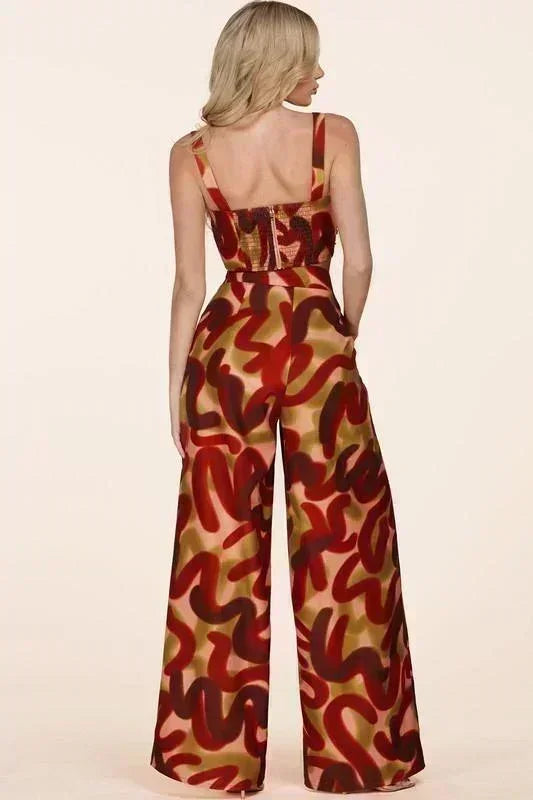 BOLD RUST PRINT 2 PC PANT SET - PRIVILEGE 