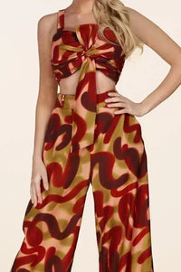 BOLD RUST PRINT 2 PC PANT SET - PRIVILEGE 