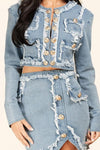 MILITARY STYLE DENIM JACKT AND SKIRT SET - PRIVILEGE 