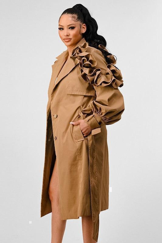 RUFFLE TRENCH JACKET - PRIVILEGE 
