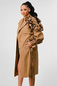 RUFFLE TRENCH JACKET - PRIVILEGE 
