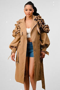 RUFFLE TRENCH JACKET - PRIVILEGE 