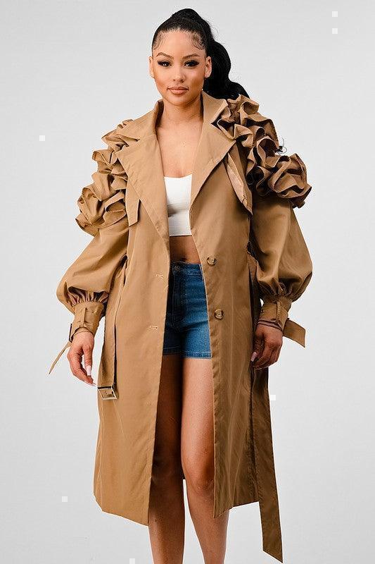 RUFFLE TRENCH JACKET - PRIVILEGE 