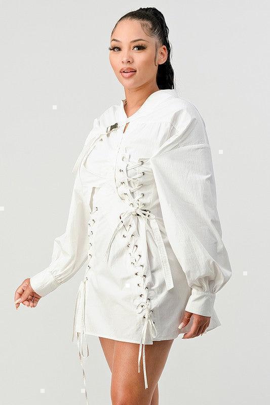 CORSET LACE BLOUSE DRESS - PRIVILEGE 