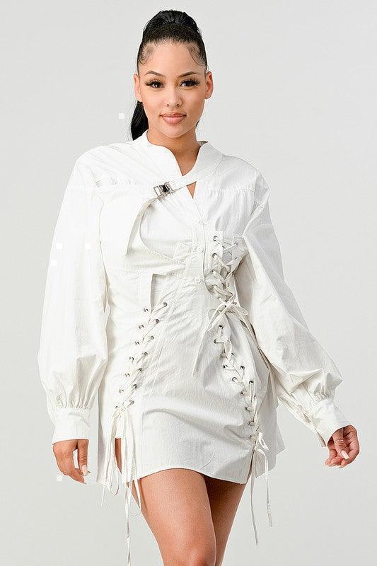 CORSET LACE BLOUSE DRESS - PRIVILEGE 