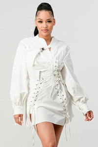 CORSET LACE BLOUSE DRESS - PRIVILEGE 