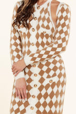 DIAMOND PATTERN SOFT FUR MAXI DRESS - PRIVILEGE 