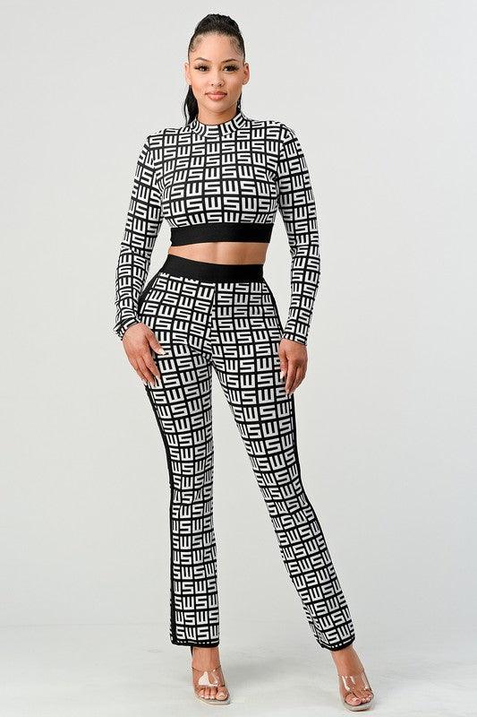 bandage print two pcs set - PRIVILEGE 