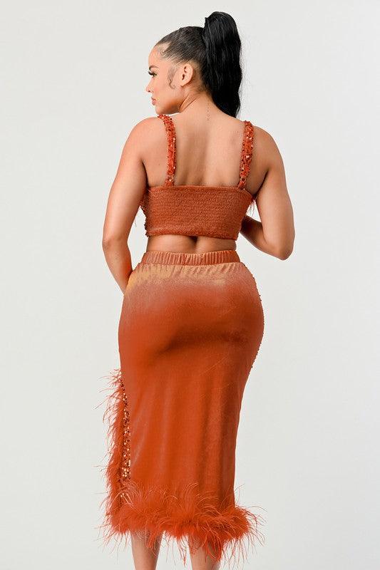 TWO PIECE SEQUIN SKIRT SET - PRIVILEGE 