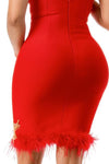 BANDAGE FEATHER DRESS - PRIVILEGE 