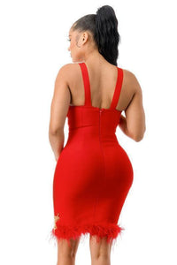 BANDAGE FEATHER DRESS - PRIVILEGE 