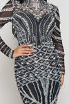 RHINESTONE/PEARL STUD BODYCON DRESS - PRIVILEGE 