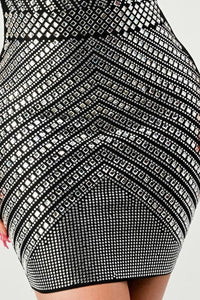RHINESTONE BANDAGE DRESS - PRIVILEGE 