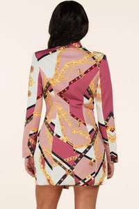 LUX CHAIN PRINT MINI  BLAZER DRESS - PRIVILEGE 