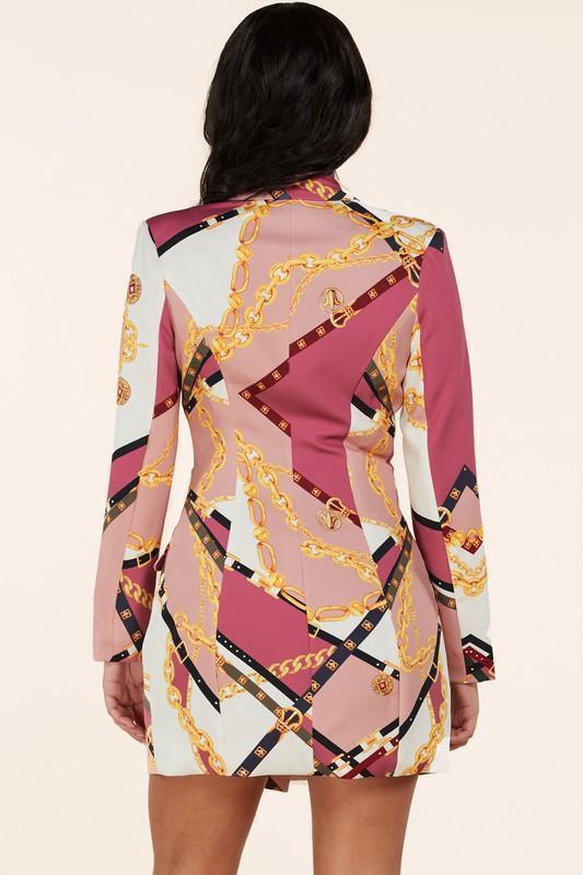 LUX CHAIN PRINT MINI  BLAZER DRESS - PRIVILEGE 